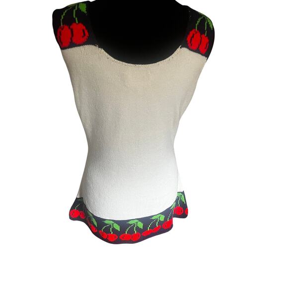 Vintage 70s Hampton Court White Red Cherry Micro Mini Tennis Knit Dress Small - Picture 2 of 6